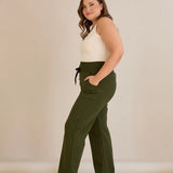 Спортен широк панталон с цепки - каки