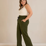 Спортен широк панталон с цепки - каки