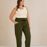 Спортен широк панталон с цепки - каки