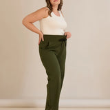 Спортен широк панталон с цепки - каки