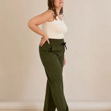 Спортен широк панталон с цепки - каки