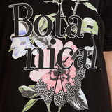 Памучна тениска с щампа и камъчета Botanical