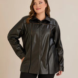 Стилна кожена риза с декоративни шевове