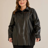 Стилна кожена риза с декоративни шевове