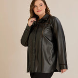 Стилна кожена риза с декоративни шевове