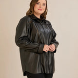 Стилна кожена риза с декоративни шевове