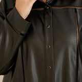 Стилна кожена риза с декоративни шевове