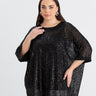 Пончо-блуза от черни пайети в големи размери
