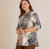 Блуза с цип авторски принт - леопард