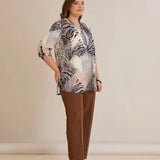 Блуза с цип авторски принт - леопард