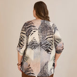 Блуза с цип авторски принт - леопард