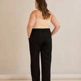 Елегантен панталон с ръб и висока талия - черен