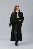 Макси джинсова пола с копчета и ластична талия - черен