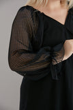 Макси блуза с ефектни мрежести ръкави