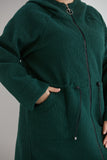 Макси дълго палто букле - зелен