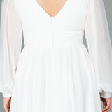 Дълга официална рокля от шифон - екрю