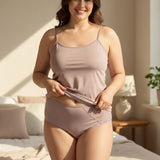 Памучен корсаж с тънки презрамки - пудра