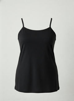 Памучен корсаж с тънки презрамки - черен