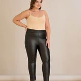 Кожен подплатен клин с ефектна мрежа и висока талия