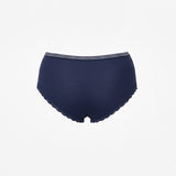 Класически памучни бикини с дантела - тъмносин