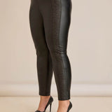 Кожен подплатен клин с ефектна мрежа и висока талия