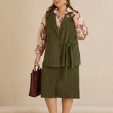 Midi елегантна пола с ластична талия - каки