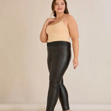 Кожен подплатен клин с ефектна мрежа и висока талия