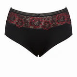 Дълбоки памучни бикини с дантела с червен акцент