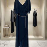 Елегантен гащеризон от шифон със синджир - тъмносин