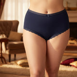 Класически памучни бикини с дантела - тъмносин