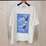 Памучна тениска с модерна щампа в синьо