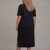 Памучна рокля с цепки и щампа с камъчета