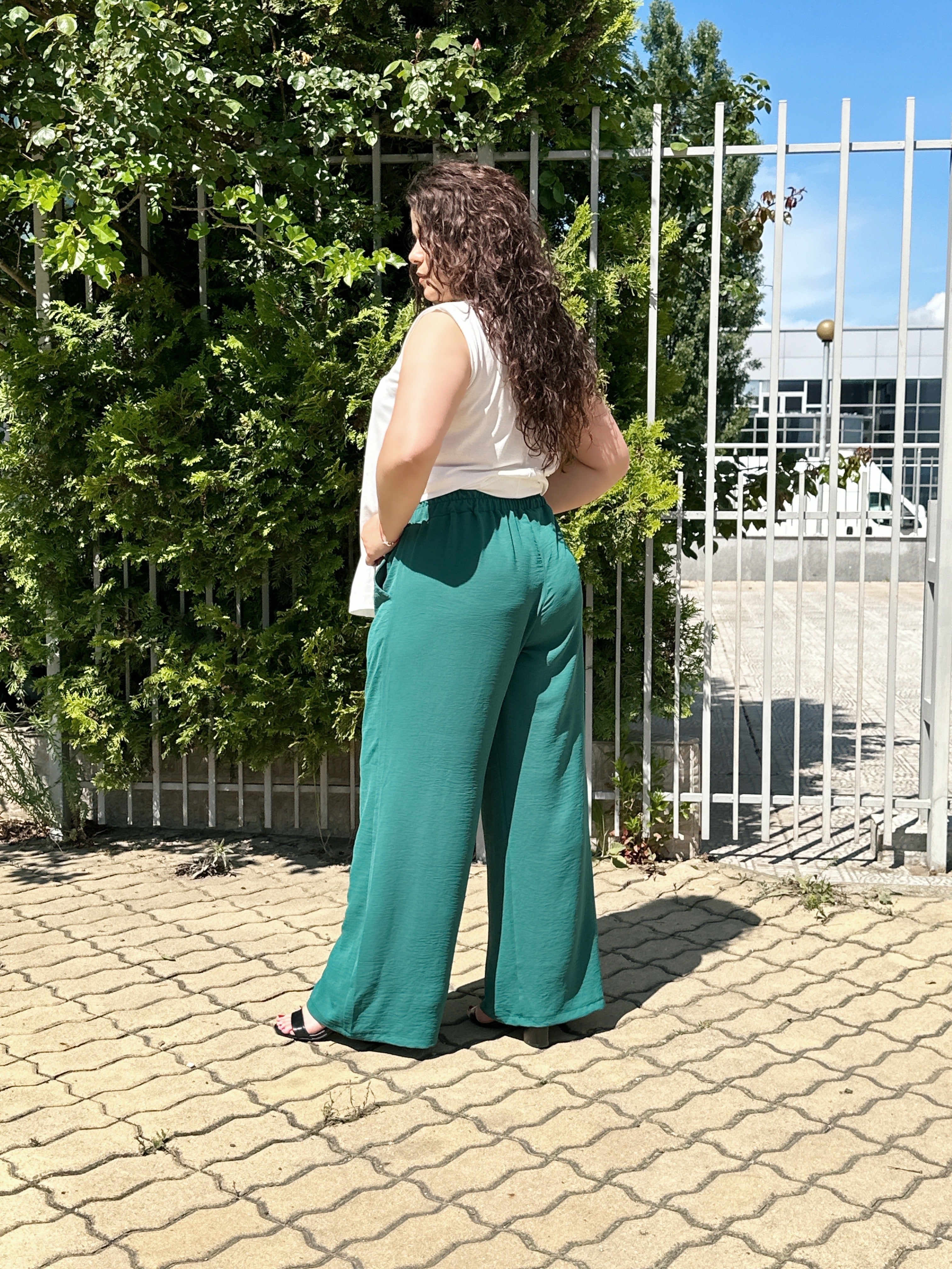 Широк летен панталон Комфорт - зелен
