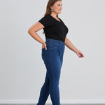 Еластични дънки тип Jeggings - сини в големи размери