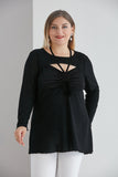Празнична макси блуза с оригинално деколте - черен
