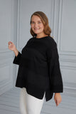 Блуза плетиво с деликатно райе - черен