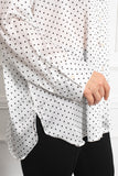 Макси сатенена риза лукс - бял точки