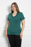Памучна блуза с дантела - зелен