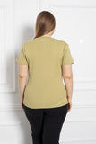 Памучна блуза с бродерия - олив