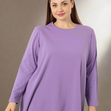 Макси памучна туника с дълъг ръкав  Basic - лила
