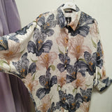 Елегантна риза с флорален принт - черен