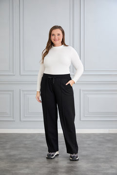 Спортен широк панталон големи размери - черен