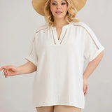 Ефирна туника с бохо детайли - екрю