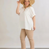 Ефирна туника с бохо детайли - екрю