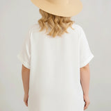 Ефирна туника с бохо детайли - екрю