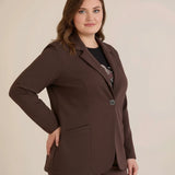 Спортно-елегантно сако с ревер и закопчаване - шоколад