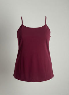 Памучен корсаж с тънки презрамки - бургунди