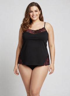 Памучен корсаж дантелен лукс - червен акцент