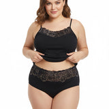 Дълбоки памучни бикини с дантела със златист акцент