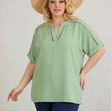 Ефирна туника с бохо детайли - мента